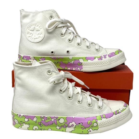 💖MEGA SALE💖Converse CHUCK 70 All Star Crafted Florals Egret Women  A01187C - Picture 2 of 10